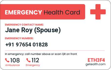 Ealth Emergency Health Card – Dark